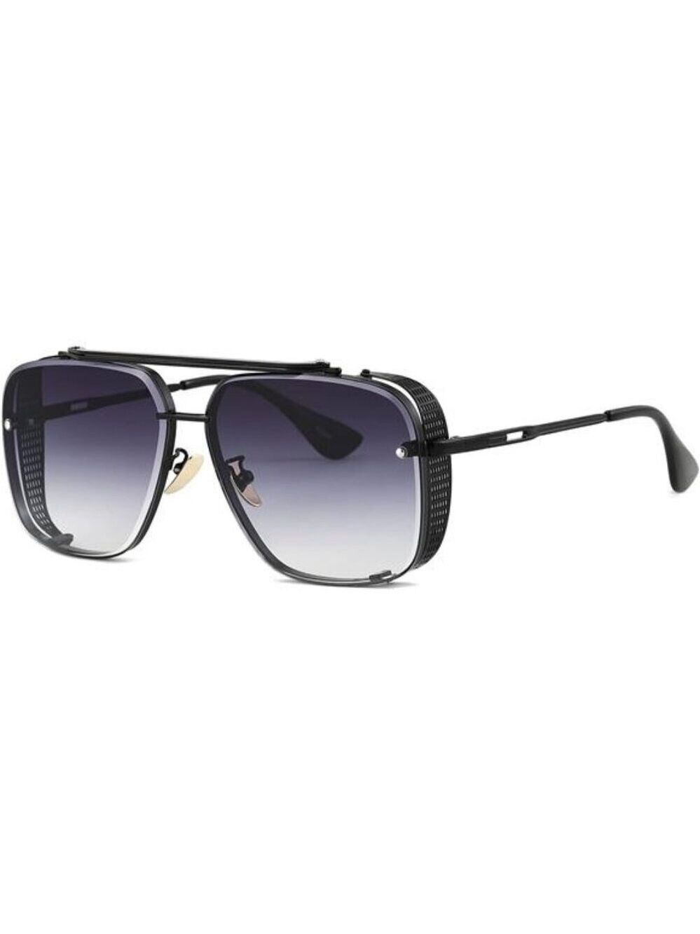 Mens Oversized Square Aviator Sunglasses Steampunk Gradient Metal Side Shield